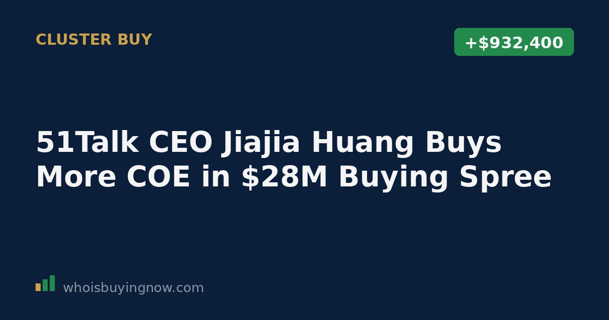 Chart showing 51Talk (COE) insider buying activity with CEO Huang Jack Jiajia's cluster of stock purchases in July 2026