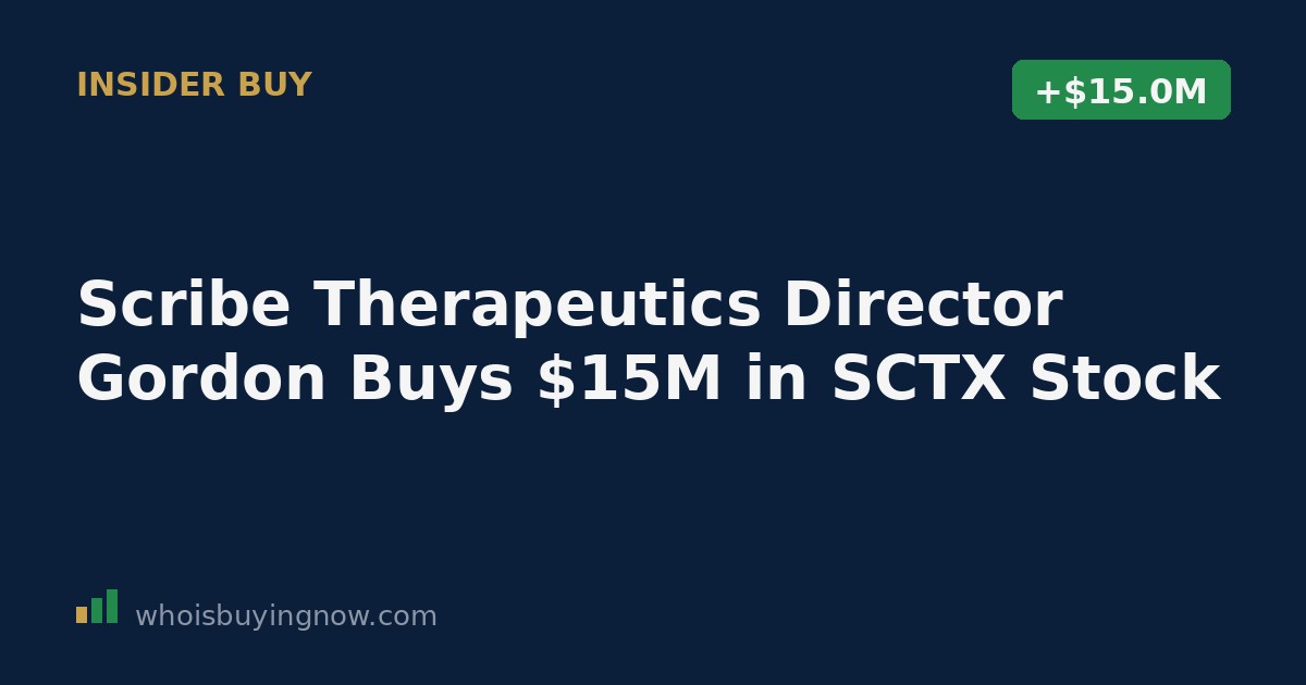 SEC Form 4 filing details showing Carl L. Gordon's $15 million insider stock purchase in Scribe Therapeutics