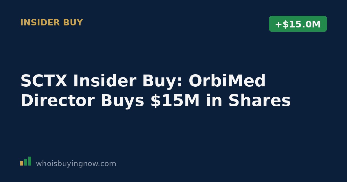 Chart showing OrbiMed Advisors' $15 million open-market purchase of Scribe Therapeutics (SCTX) shares