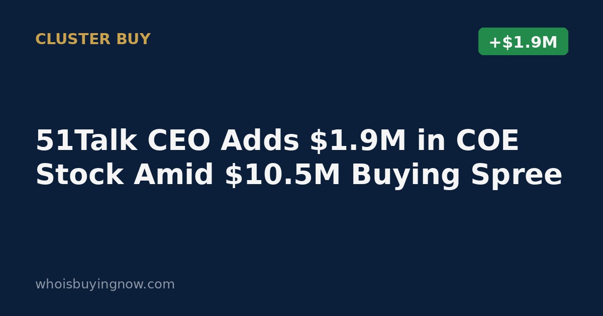 Chart showing a cluster of insider stock purchases by 51Talk's CEO in COE shares over one week in July 2026