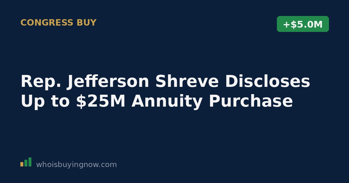 Screenshot-style graphic representing a congressional stock trading disclosure form for Jefferson Shreve
