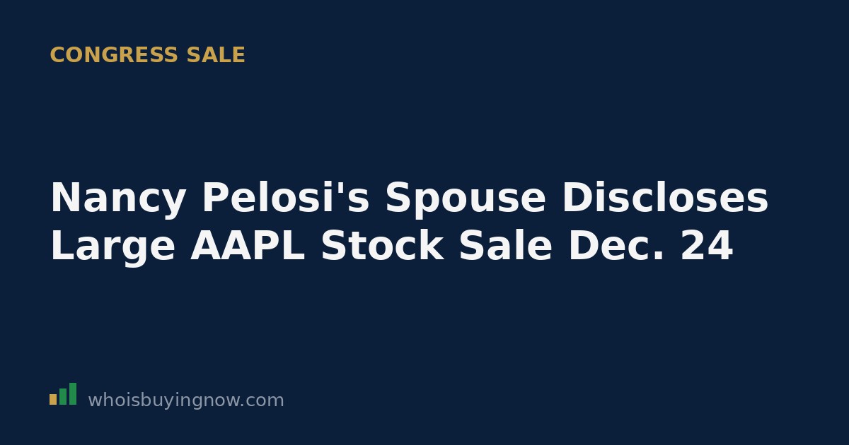 Screenshot-style graphic representing a congressional stock trade disclosure for Apple Inc. shares