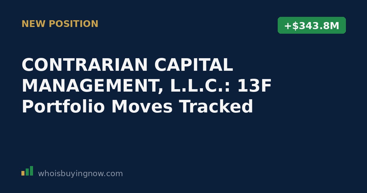 Chart tracking CONTRARIAN CAPITAL MANAGEMENT, L.L.C.'s quarterly 13F portfolio moves, including FUTU, HSBC, and Alibaba position changes