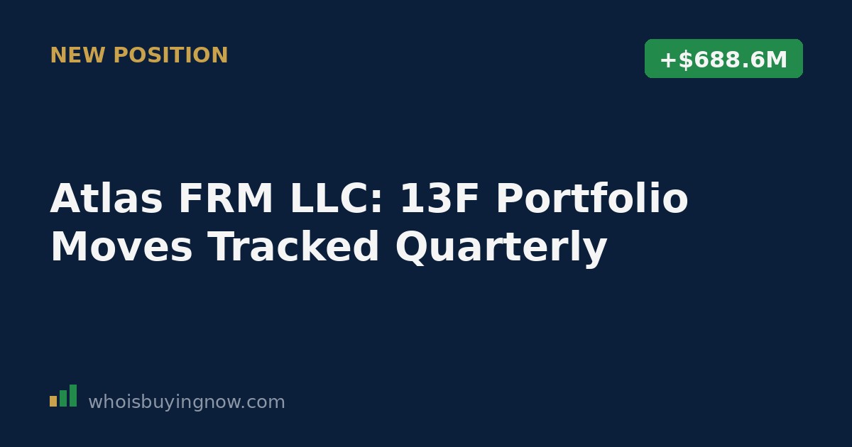 Chart tracking Atlas FRM LLC's quarterly 13F portfolio moves, including new positions and changes in existing holdings.