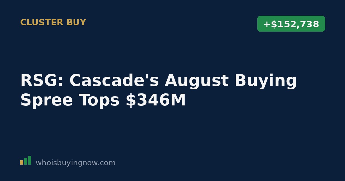 Chart showing Cascade Investment's cumulative RSG stock purchases climbing to $346.5 million in August 2026