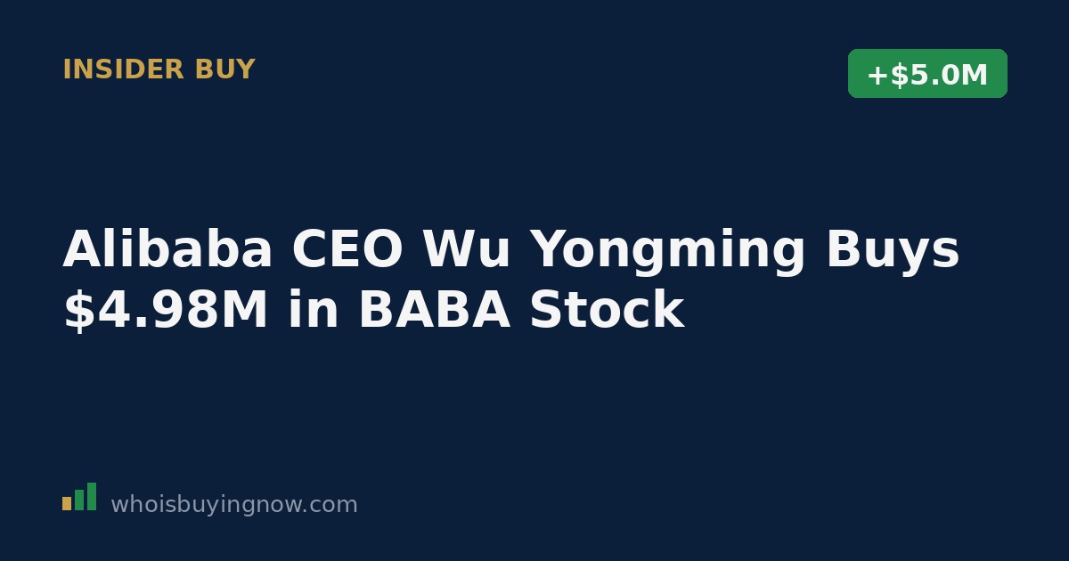 Stock ticker graphic showing BABA with an insider buy transaction highlighted
