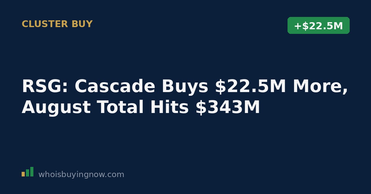Chart showing Cascade Investment's cluster of Republic Services (RSG) stock purchases in August 2026