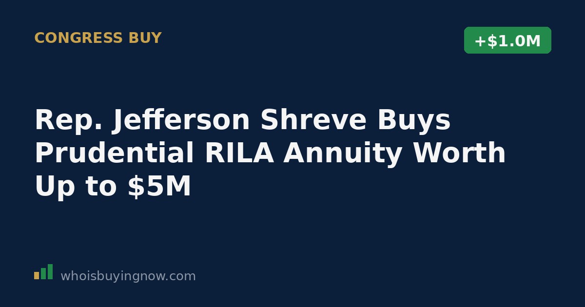 Screenshot-style graphic representing a congressional stock disclosure filing for Rep. Jefferson Shreve's annuity purchase