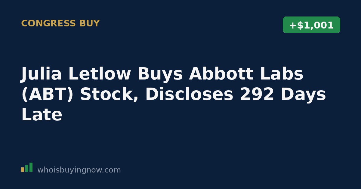 Screenshot-style graphic representing a congressional stock disclosure for Abbott Laboratories (ABT)