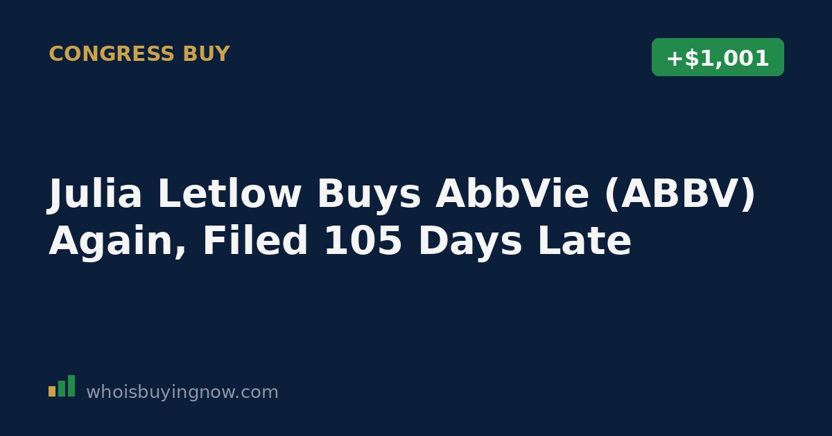 Screenshot-style graphic representing a congressional stock trade disclosure for AbbVie (ABBV) by Julia Letlow