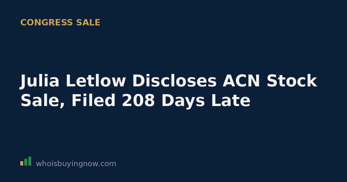 Screenshot-style graphic representing a congressional stock disclosure filing for Julia Letlow's ACN sale