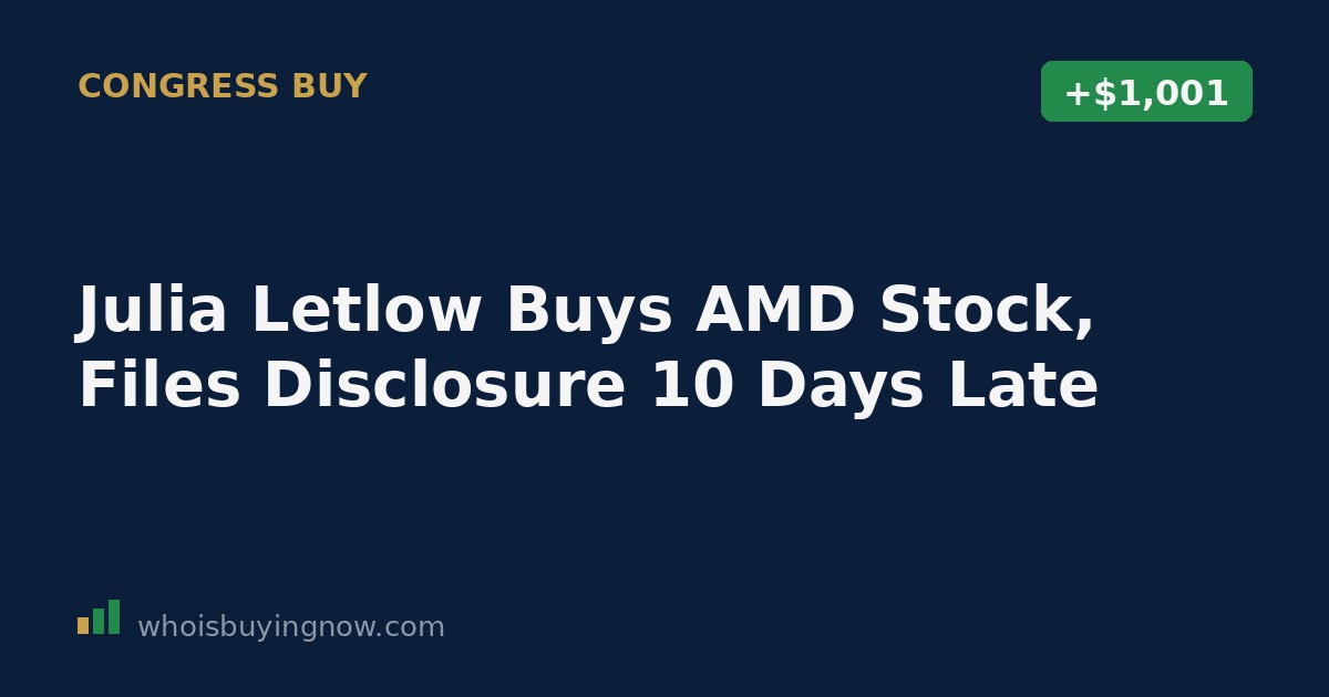 Capitol building exterior with a stock ticker graphic overlay showing AMD, representing a congressional stock trade disclosure