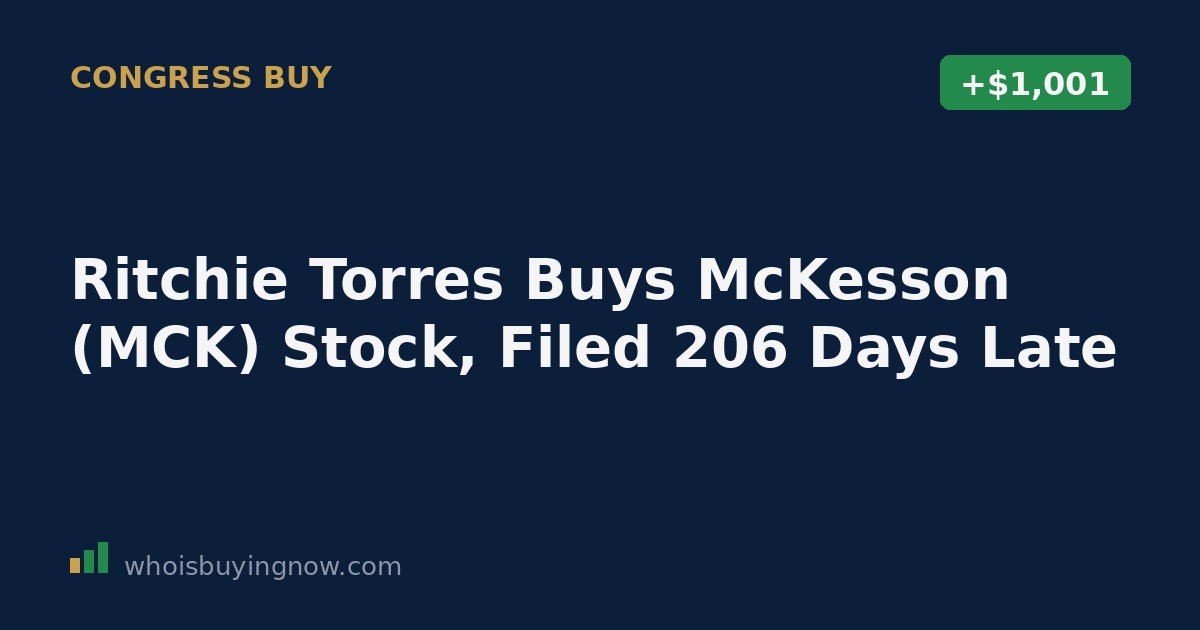 Screenshot-style graphic showing a congressional stock disclosure for Ritchie Torres and McKesson Corporation (MCK)