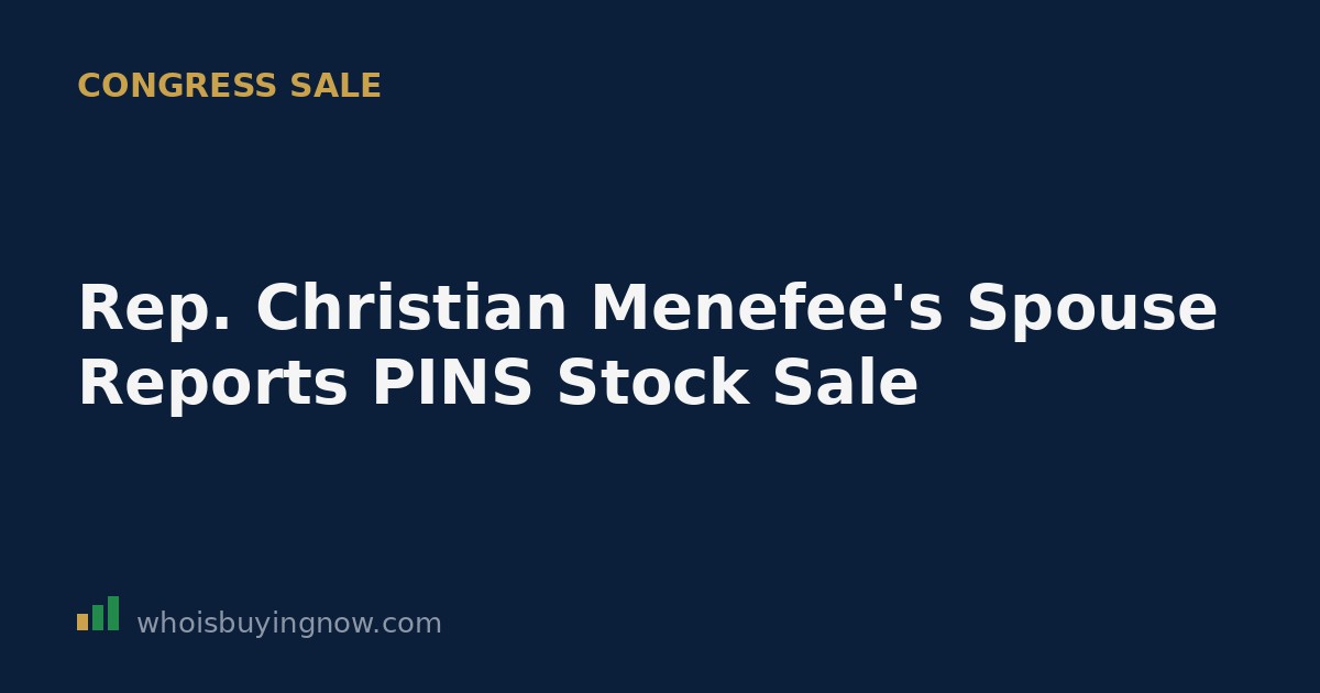 Screenshot-style graphic showing a STOCK Act disclosure for a Pinterest (PINS) stock sale by a member of Congress's spouse