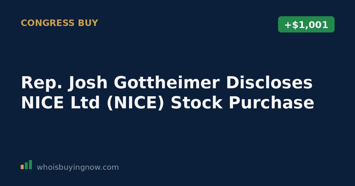 Illustration of a stock trading disclosure document showing NICE Ltd shares purchased by a member of Congress