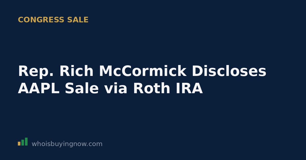 Screenshot-style graphic showing a STOCK Act disclosure for Rep. Rich McCormick's AAPL stock sale