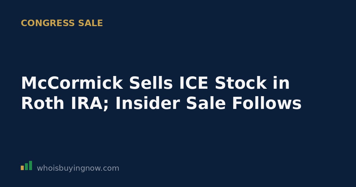 Screenshot-style graphic showing a STOCK Act disclosure for Rep. Rich McCormick's sale of Intercontinental Exchange (ICE) stock