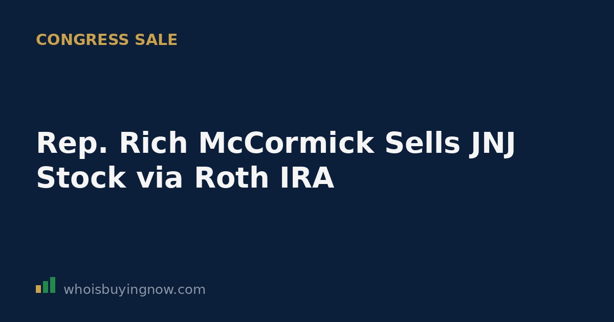 Screenshot-style graphic representing a STOCK Act disclosure filing for a congressional stock sale of Johnson & Johnson shares
