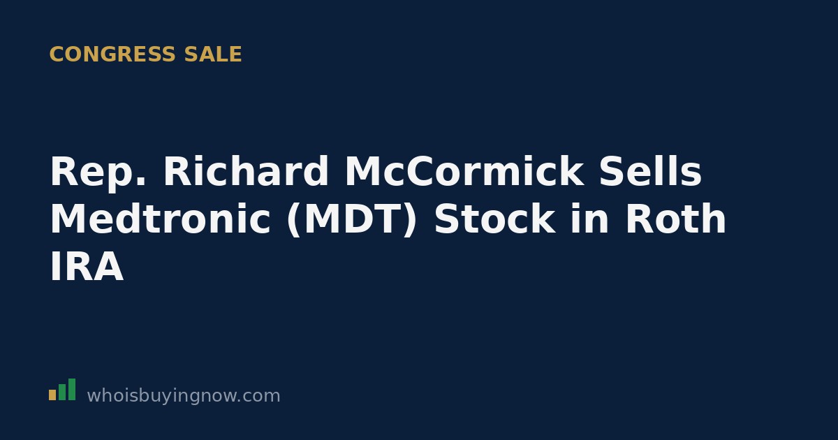 Illustration of a stock trading disclosure document showing a Medtronic (MDT) share sale by a member of Congress