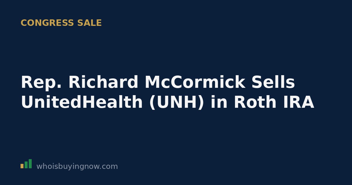 Screenshot-style graphic showing a STOCK Act disclosure filing for UnitedHealth Group (UNH) stock sale by a member of Congress