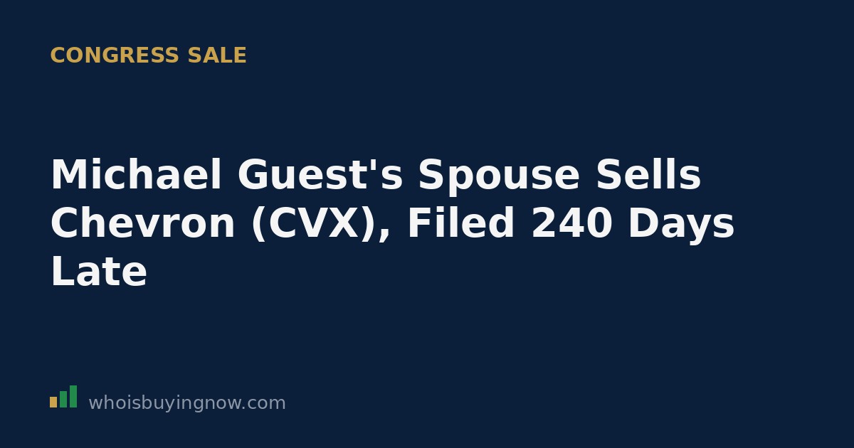 Screenshot-style graphic representing a congressional stock disclosure for Chevron (CVX) stock sale
