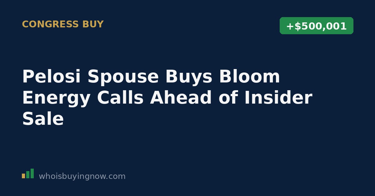 Screenshot-style graphic showing a STOCK Act disclosure for Bloom Energy call options purchased by a congressional spouse