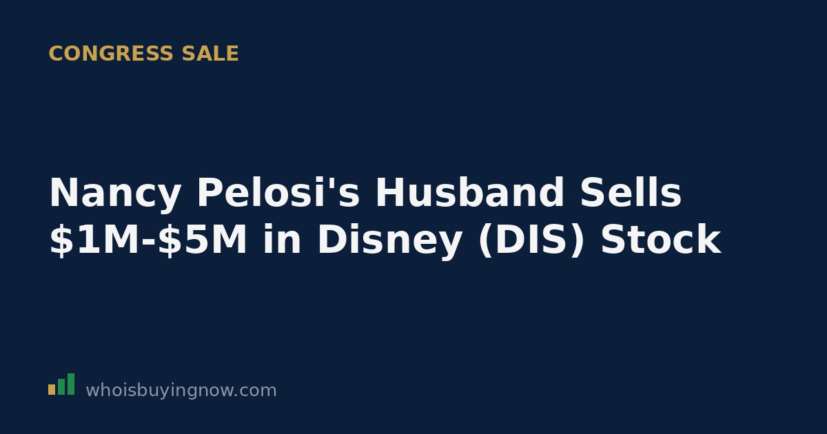 Graphic showing Nancy Pelosi alongside the Disney DIS stock ticker and a sale transaction notice