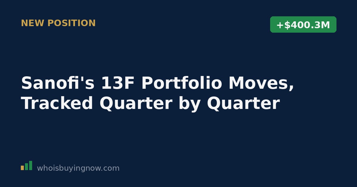 Table-style overview of Sanofi's 13F portfolio changes for the quarter ending June 30, 2026, showing new positions in AGMB, ODTX, and TRAX, increases in MGTX, NVAX, INBX, MPLT, ANAB, and QTTB, a reduction in IMRX, and an exit from Eledon.