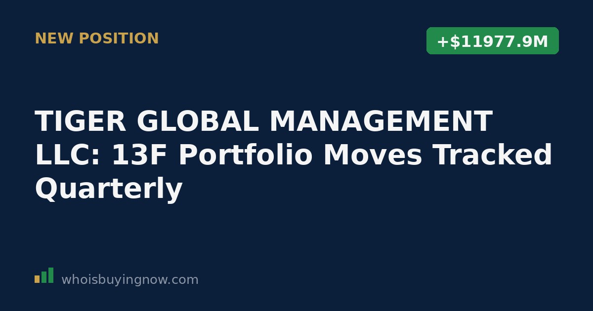 Chart tracking Tiger Global Management's quarterly 13F portfolio moves including new positions and increased stakes