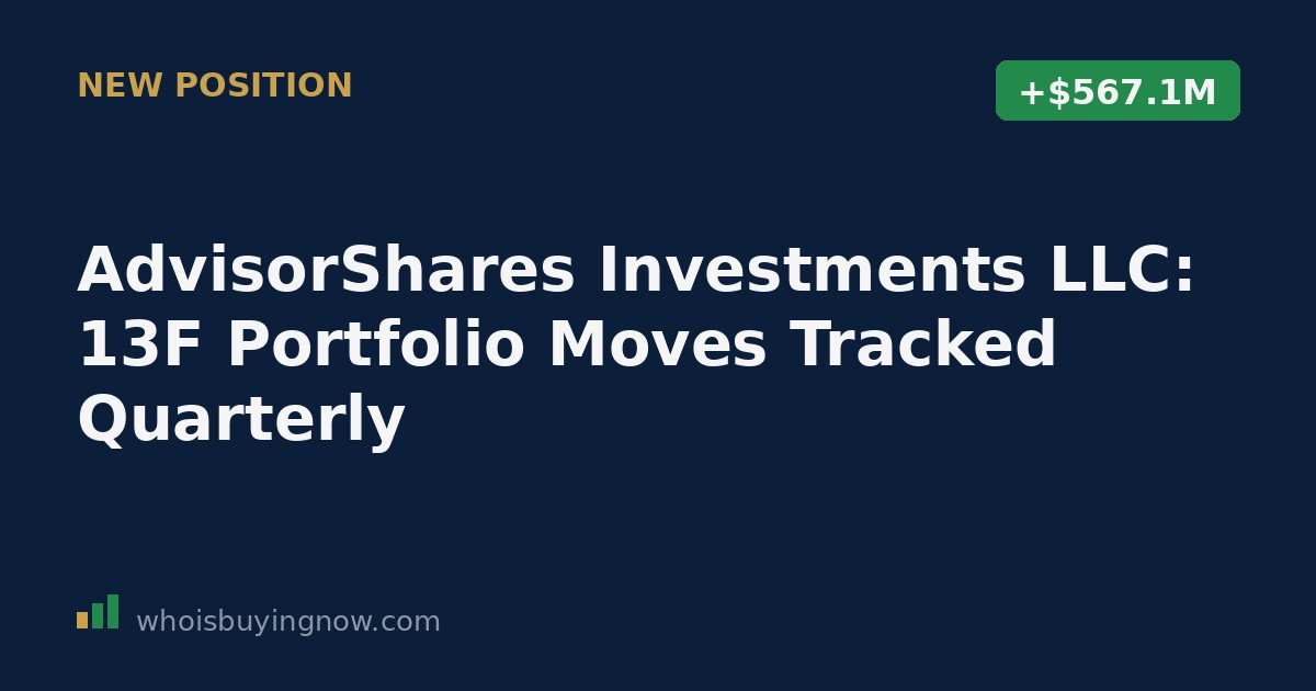 Chart showing AdvisorShares Investments LLC 13F portfolio changes for the quarter ending 2026-06-30, including new cannabis stakes and ETF adjustments