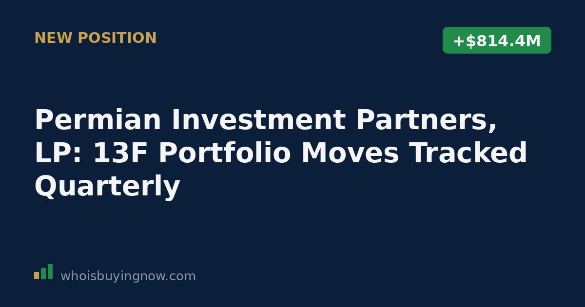 Chart tracking Permian Investment Partners, LP quarterly 13F portfolio changes including AMTM, NRG, ARMK, and bitcoin ETF positions