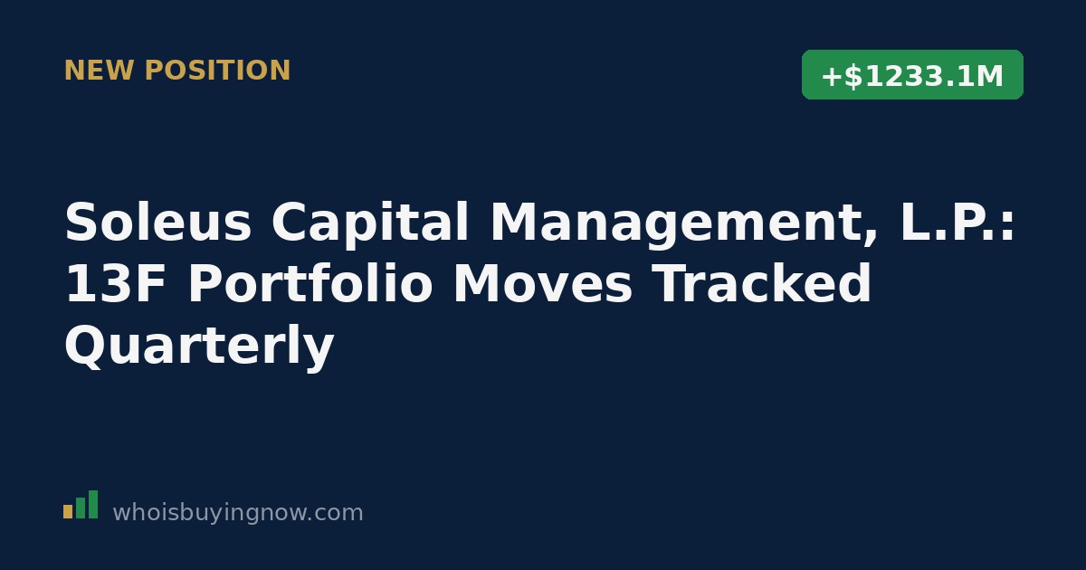 Chart-style summary of Soleus Capital Management, L.P.'s 13F portfolio changes for the quarter ending 2026-03-31, showing new positions, increases, and exits across healthcare and biotech stocks.