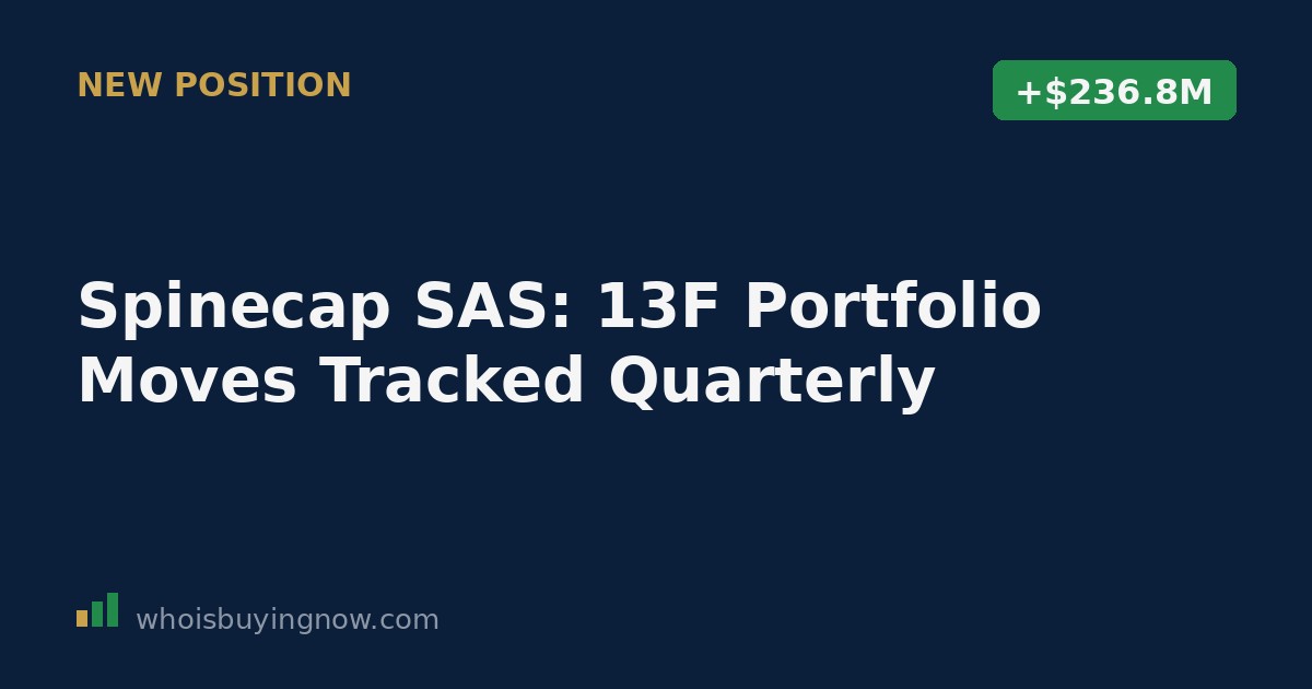 Table showing Spinecap SAS 13F portfolio changes for the quarter ending June 30 2026, including a new Sunbelt Rentals position and increases in Alphabet, Mastercard, KKR, and other holdings.