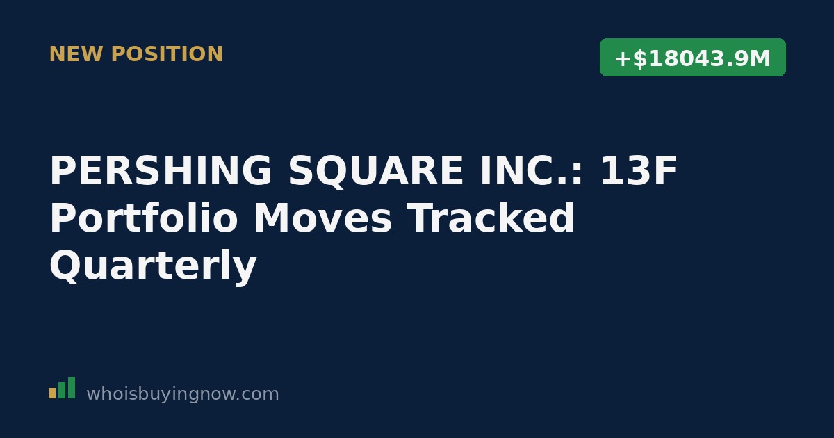 Chart showing Pershing Square Inc. 13F portfolio moves for the quarter ending 2026-06-30, including new positions in Amazon, Brookfield, Meta, Microsoft, and an increased Howard Hughes Holdings stake