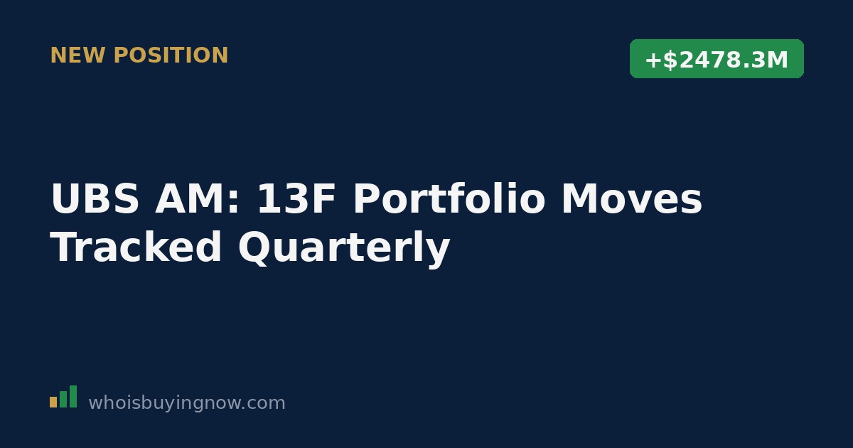 Chart tracking UBS AM's 13F portfolio moves for the quarter ending 2026-03-31, including new positions and increased holdings