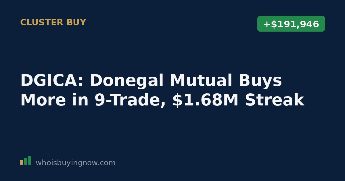 Chart showing nine insider stock purchases by Donegal Mutual Insurance Co in DGICA over ten days in August 2026