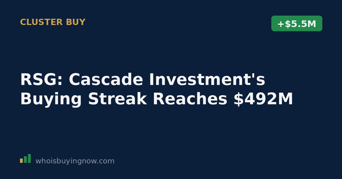 Chart showing Cascade Investment's cumulative open-market purchases of Republic Services (RSG) stock climbing toward $492 million