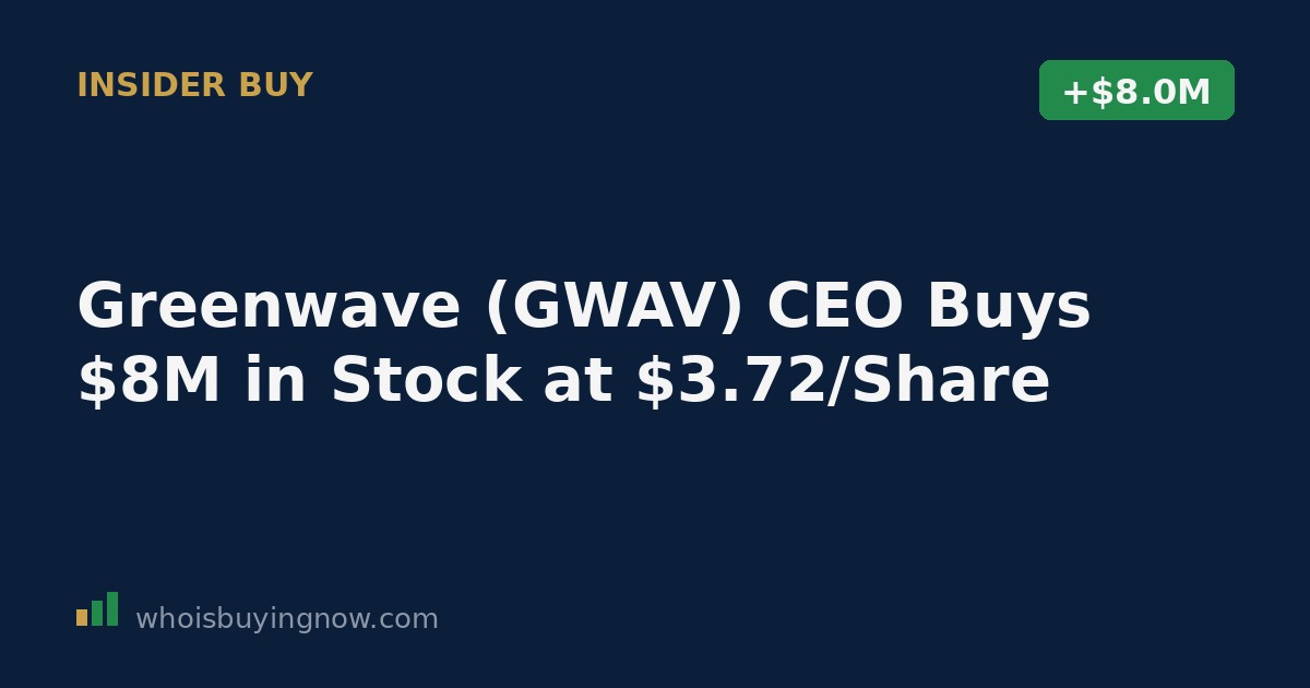 Stock chart and SEC filing document representing an insider stock purchase by Greenwave Technology Solutions CEO