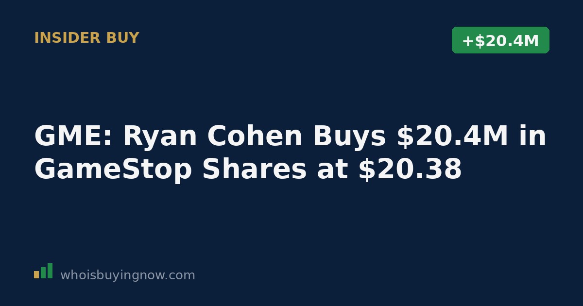 SEC Form 4 filing details showing Ryan Cohen's purchase of 1,000,000 GameStop shares