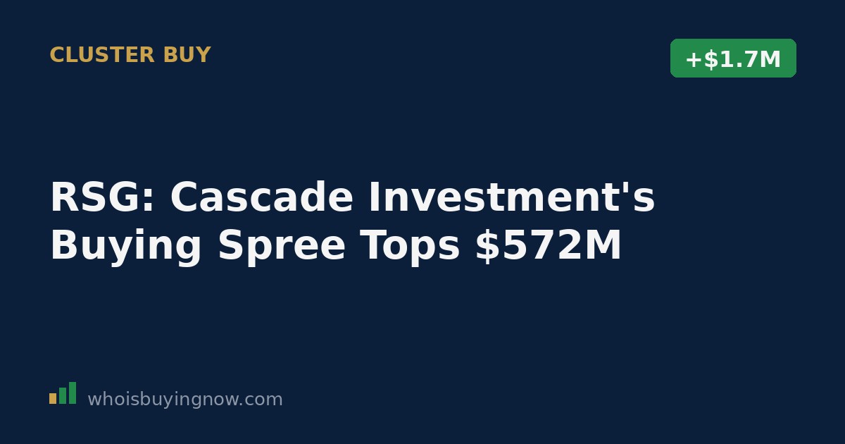 Chart showing Cascade Investment's cluster of RSG stock purchases totaling over $572 million in September 2026