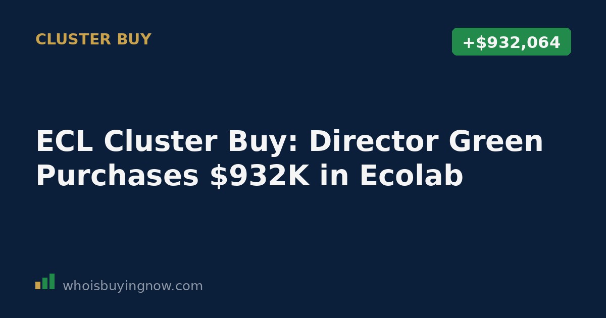Ecolab Inc. corporate logo alongside a stock chart illustrating insider buying activity
