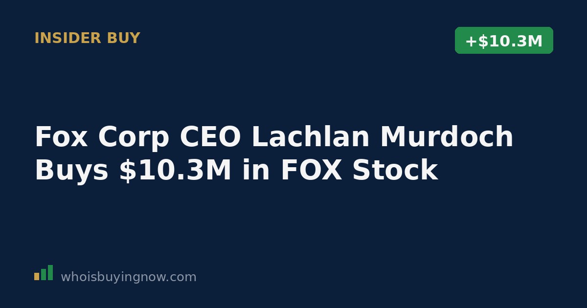 Fox Corp logo with stock chart representing insider stock purchase by CEO Lachlan Murdoch