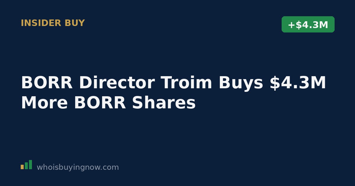Stock trading chart with Borr Drilling BORR ticker symbol and insider buying signal graphic