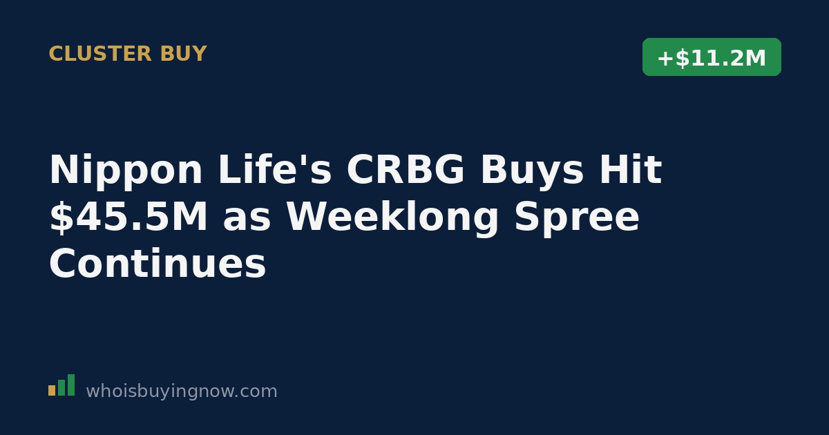 Chart depicting Nippon Life Insurance Co.'s series of open-market stock purchases in Corebridge Financial (CRBG) during September 2026
