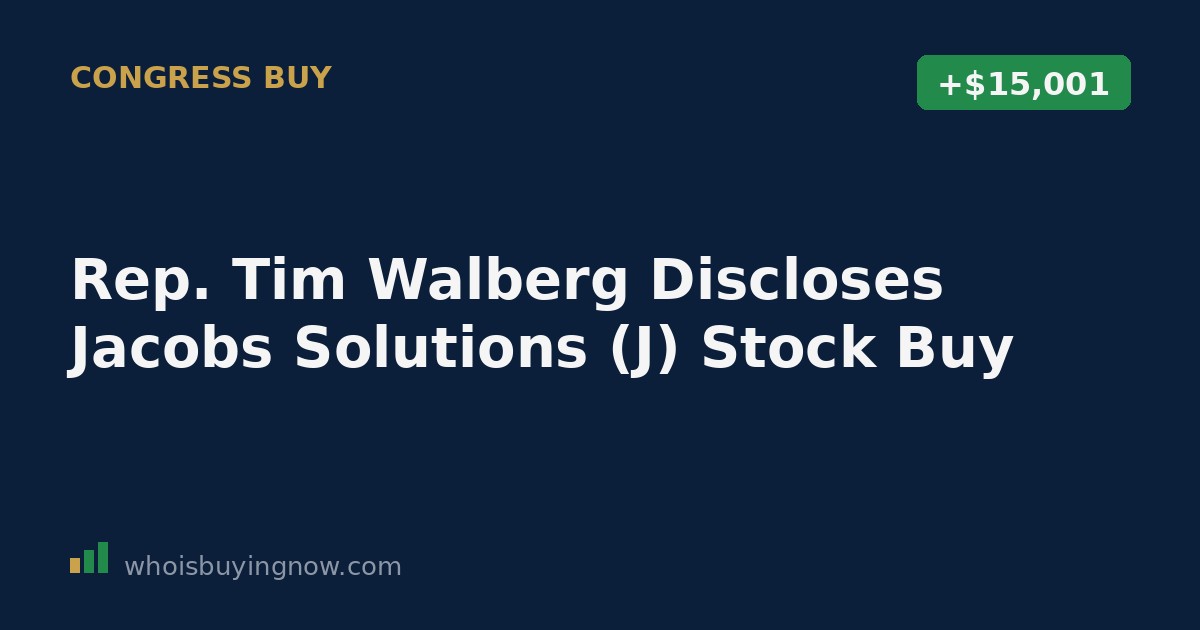 Screenshot-style graphic representing a congressional stock trade disclosure for Jacobs Solutions Inc.