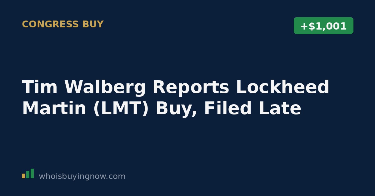 Public STOCK Act disclosure document showing a Lockheed Martin stock purchase reported by a member of Congress
