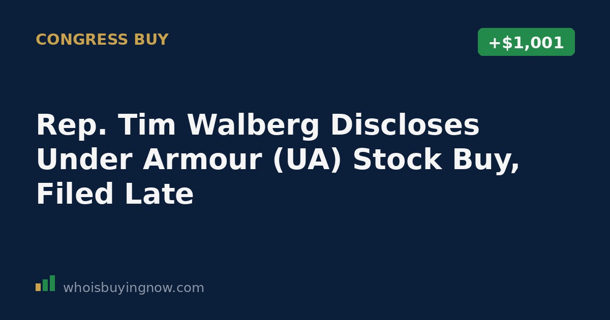 Screenshot-style graphic representing a congressional stock trading disclosure for Under Armour (UA)