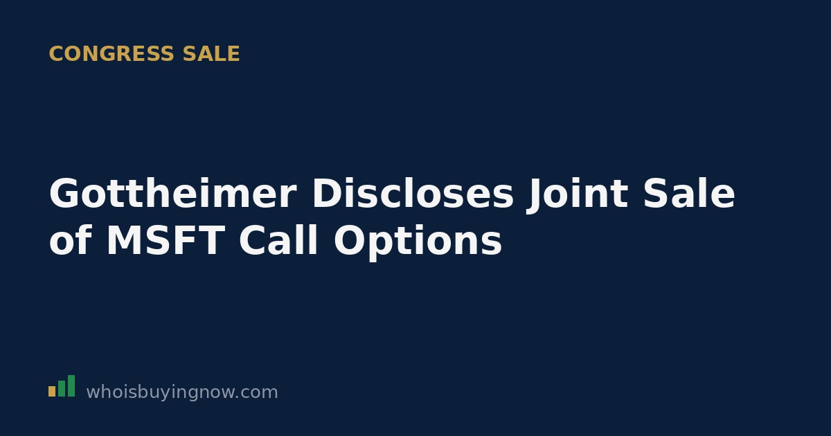 Screenshot-style graphic representing a congressional stock trade disclosure for Microsoft call options