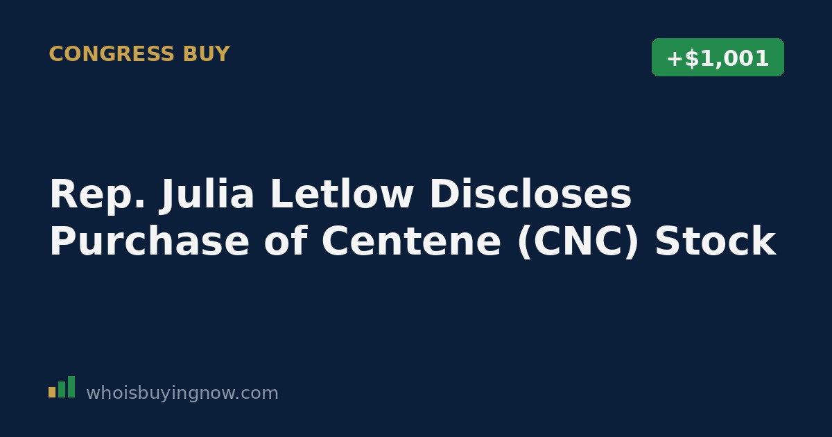 Screenshot-style graphic representing a congressional stock trade disclosure for Centene Corporation (CNC)