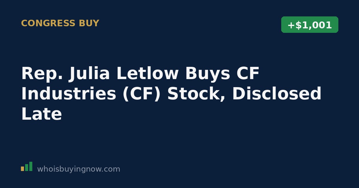 Screenshot-style graphic showing a congressional stock trade disclosure for CF Industries Holdings by Julia Letlow